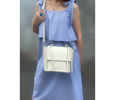 Сумка жіноча "Керрі" натуральна шкіра, слонова кістка з тисненням венето