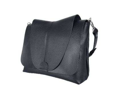Сумка жіноча "Мішель" натуральна шкіра, чорна флотар