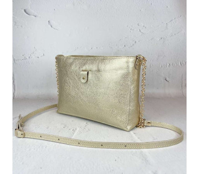 Сумка жіноча "Демі" натуральна шкіра, золото флотар