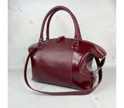 Сумка жіноча "Верона" натуральна шкіра, бургунді мат тиснення рептилія