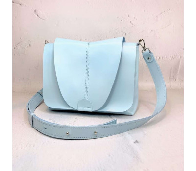 Сумка жіноча "Мішель" " натуральна шкіра, небесно-блакитна матова