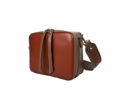 Сумка жіноча "КВАДРО" натуральна шкіра, гончарна глина ,капучино