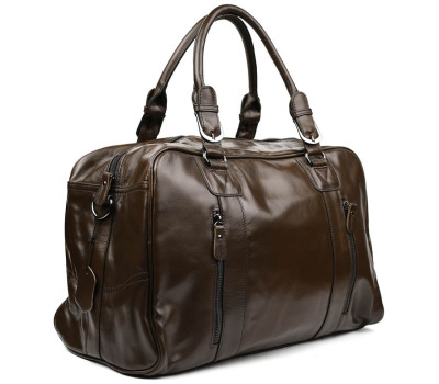 Шкіряна стильна дорожня сумка, сіра John McDee 7190J