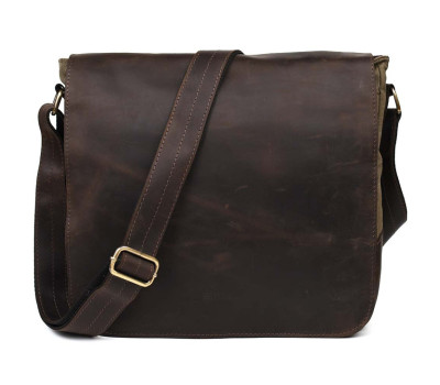 Сумка через плече розміру А4 з парусини та шкіри RCh-6601-3md TARWA