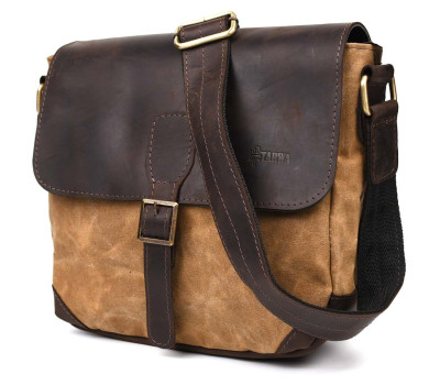 Сумка-меседжер через плече чоловіча, водостійкий канвас та шкіра RCw-1309-4lx TARWA