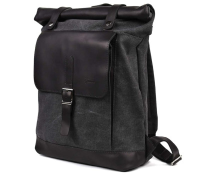 Рол-ап рюкзак зі шкіри та канвас TARWA RAg-5191-3md сірий