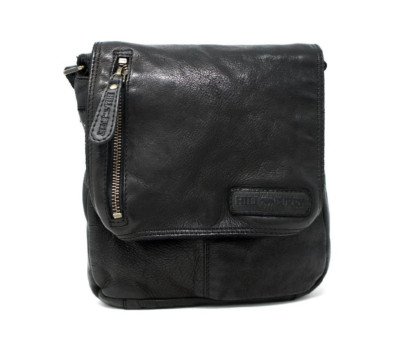 Чоловічий шкіряний чорний месенджер HILL BURRY "жатка" 3069WHB6246