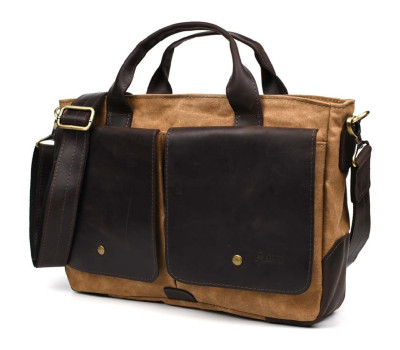 Чоловіча сумка з вощеного канвасу та кінської шкіри TARWA RCw-3990-3md