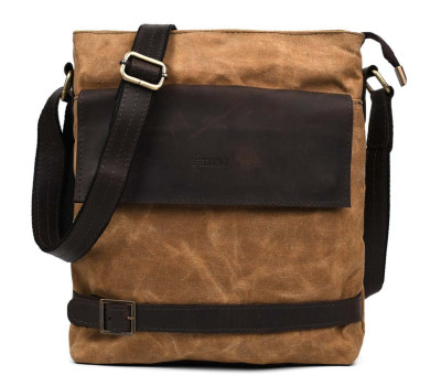 Сумка через плечо в комбинации вощеный канвас и лошадиной кожи RCw-0040-4lx TARWA