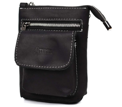 Маленькая мужская сумка на пояс, через плечо, на джинсы черная TARWA RA-1350-3md