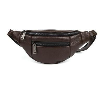 Шкіряна бананка на два відділення з передньою кишенею TARWA FC-8040-3md коричнева