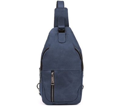 Чоловічий рюкзак слінг із кінської шкіри TARWA RК-4004-3md синій