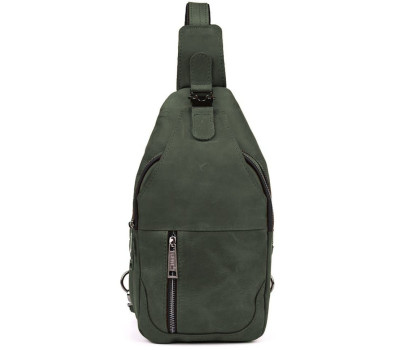 Чоловічий рюкзак слінг із кінської шкіри TARWA RЕ-4004-3md зелений