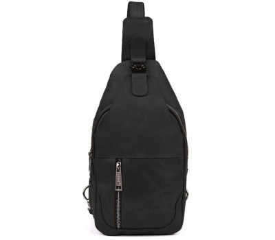 Чоловічий рюкзак слінг із кінської шкіри TARWA RА-4004-3md чорний