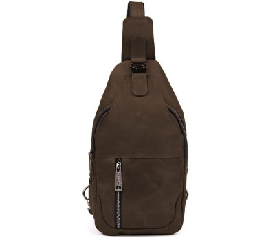 Чоловічий рюкзак слінг із кінської шкіри TARWA RС-4004-3md коричневий