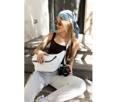 Сумка бананка для фотоапарата шкіряна TARWA GS-1313-4lx біла наппа