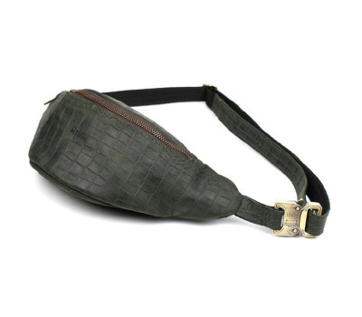 Сумка з натуральної шкіри REPE-3035-3md TARWA зелена рептилія