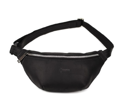 Шкіряна сумка на пояс бананка TARWA RA-7416-4lx крейзі чорний хорс