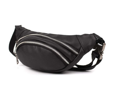 Шкіряна сумка бананка з блискавками нікель TARWA FA-2406-4lx