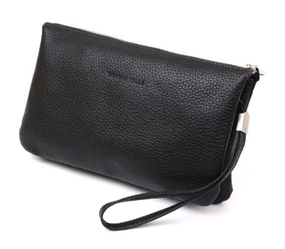 Барсетка чоловіча клатч 705710, чорна фактурна шкіра Grande Pelle