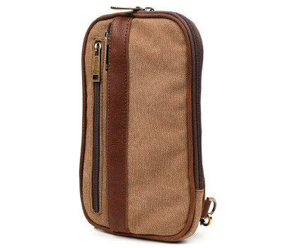 Чоловічий рюкзак слінг із канвасу та шкіри TARWA GBc-1537-4lx