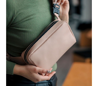 Пудрова шкіряна сумка бананка на пояс ручної роботи PTL (PUD-PTL-4lx)