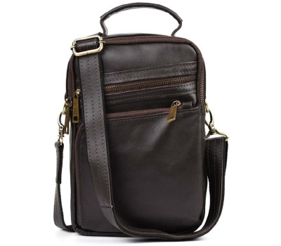 Сумка через плече з ручкою вертикальна TARWA GС-0120-4lx коричнева наппа