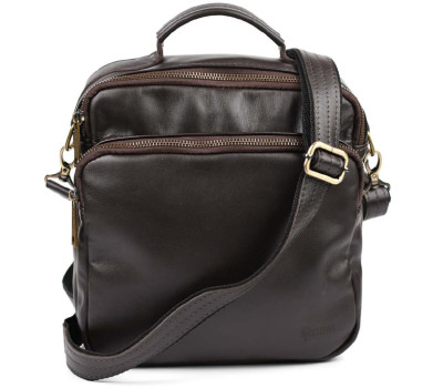 Чоловіча сумка на плече з шкіряною ручкою GC-6018-3md TARWA коричнева