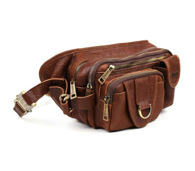 Шкіряна чоловіча сумка напоясна GB-1560-4lx TARWA коньячна