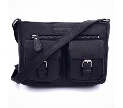 Шкіряна сумка через плече унісекс Hill Burry HB15037A чорна