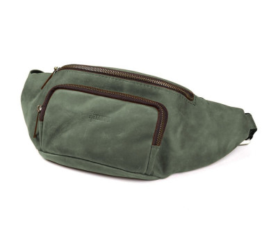 Стильна сумка на пояс бренду TARWA RE-3079-3md у зеленому crazy horse