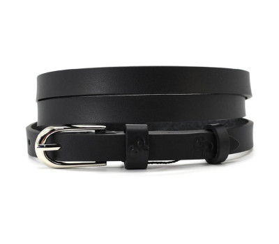 Ремінь жіночий тонкий Grande Pelle 11020400 в чорному кольорі.