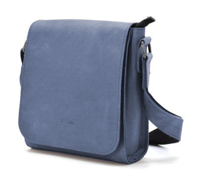 Чоловіча сумка шкіряна через плече RK-30271-3md TARWA синя