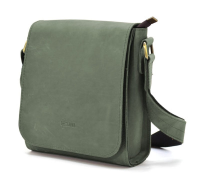 Чоловіча сумка шкіряна через плече RE-30271-3md TARWA зелена