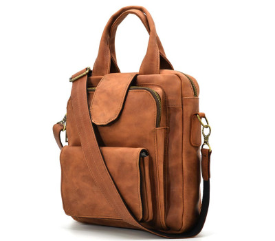 Вертикальна чоловіча сумка RB-7266-3md TARWA коньячна