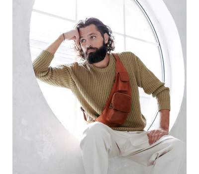 Сумка нагрудна, слінг, рюкзак на одне плече - The Monk - коньячна Time Resistance 5240301