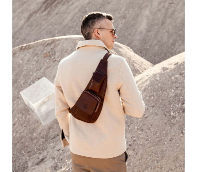 Сумка нагрудна, слінг, рюкзак на одне плече - The Monk - коричнева Time Resistance 5223501