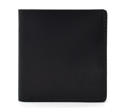 Чоловічий шкіряний портмоне чорний матовий Grande Pelle 538110 з монетницею