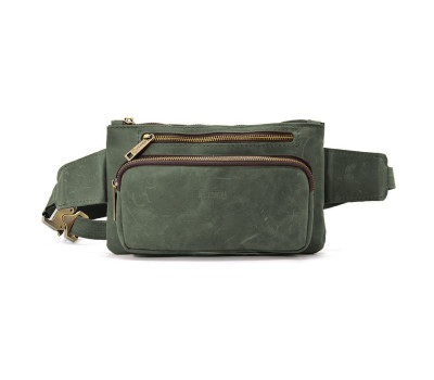 Поясна сумка шкіряна бананка RE-8137-4lx бренд TARWA зелена