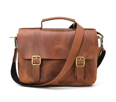 Чоловіча сумка-портфель на плече з ручкою TARWA RB-6008-3md коньячна