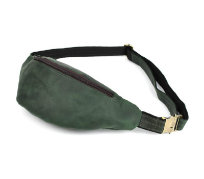 Шкіряна сумка на пояс бананка LIMARY Lim-035RE зелена