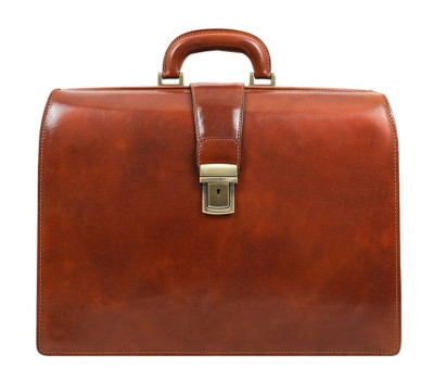 Большой кожаный портфель коньячный - The Firm - Time Resistance 5220001