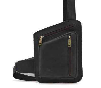 Шкіряна нагрудна сумка, рюкзак-слінг із кінської шкіри TARWA RA-235-3md