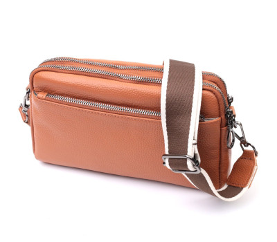 Містка сумка для жінок з кишенями з натуральної шкіри Vintage 22601 Коричнева