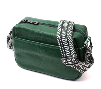 Сумка на одне відділення для стильних жінок із натуральної шкіри Vintage 22603 Зелена