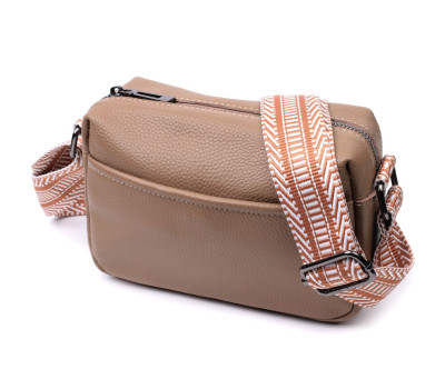 Невелика сумка на одне відділення для стильних жінок із натуральної шкіри Vintage 22604 Бежева