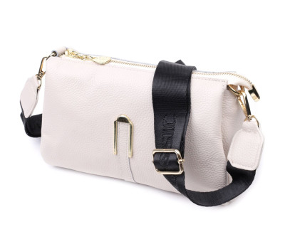 Сумка жіноча з металевою прикрасою по середині із натуральної шкіри Vintage 22608 Біла