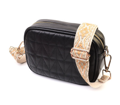 Жіноча стьобана сумка з натуральної шкіри Vintage 22610 Чорна