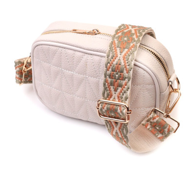 Стильна стьобана жіноча сумка з натуральної шкіри Vintage 22611 Білий