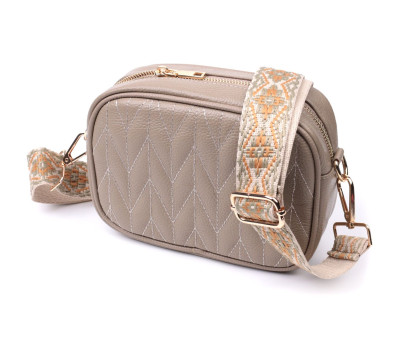 Элегантная стеганая женская сумка из натуральной кожи Vintage 22612 Бежевый